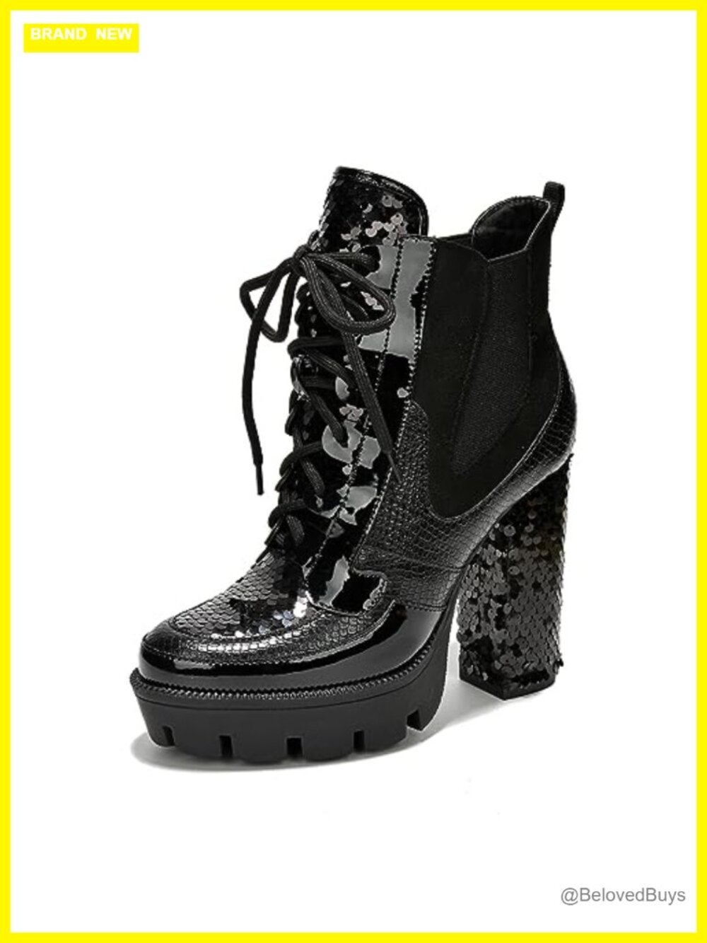 Rhinestone Western Ankle Booties Pointed Toe Block Heel Lace-Up Party Boots